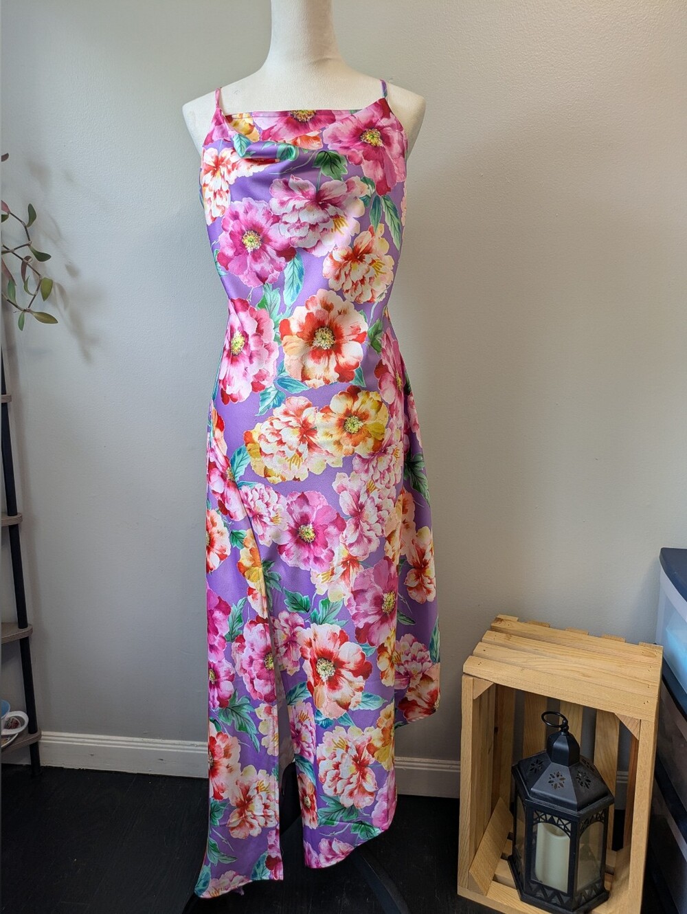 Iris sleeveless purple floral maxi dress
